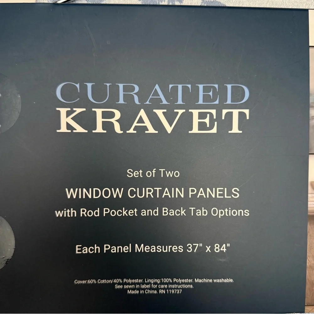 Curated Kravet Blue Toile Landscape Trees Set of 4 Curtain Panels 37x84 in. NEW